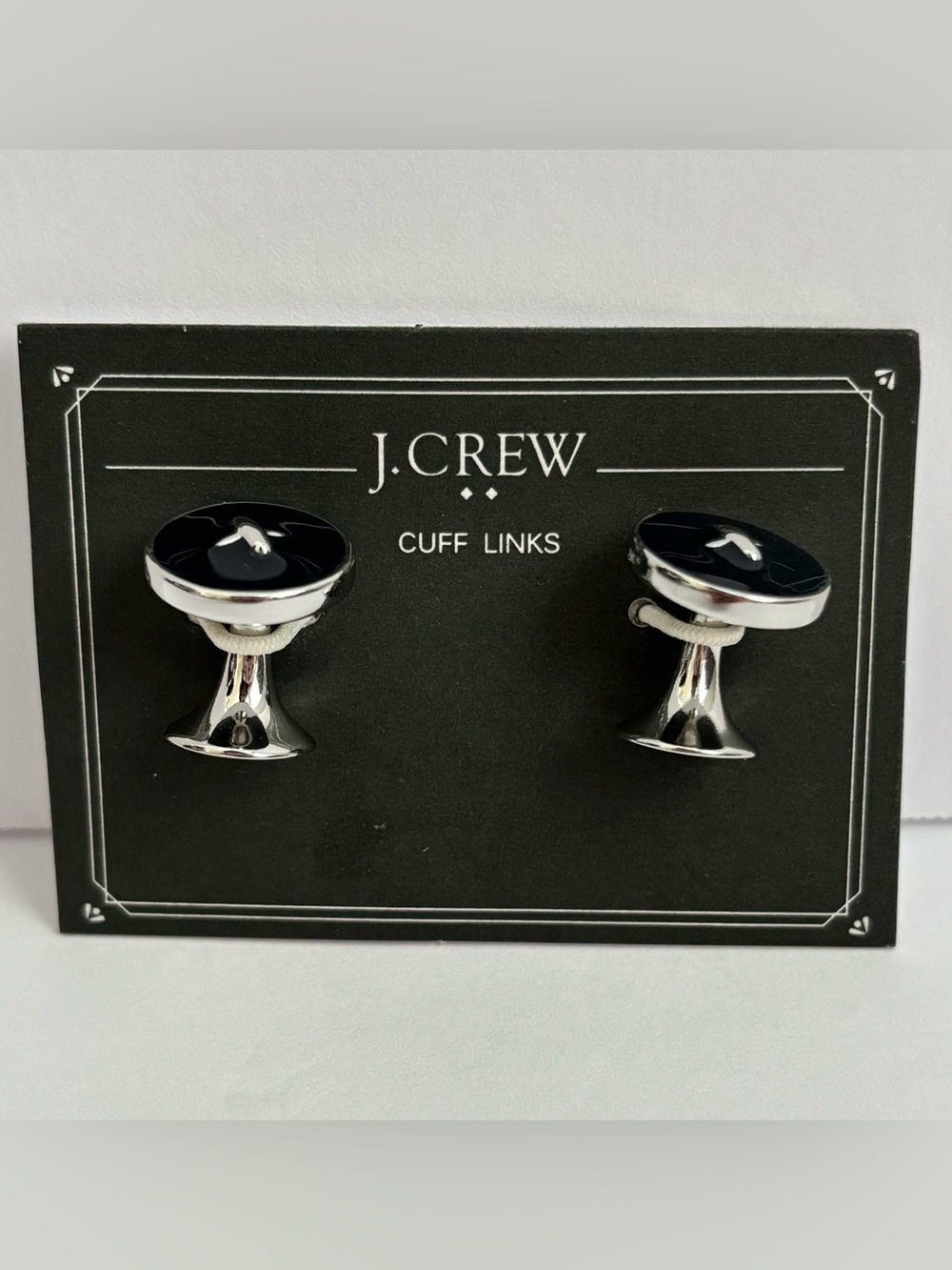 J. Crew Factory Navy Blue Silver Button Cuff Links NWT - Picture 2 of 5